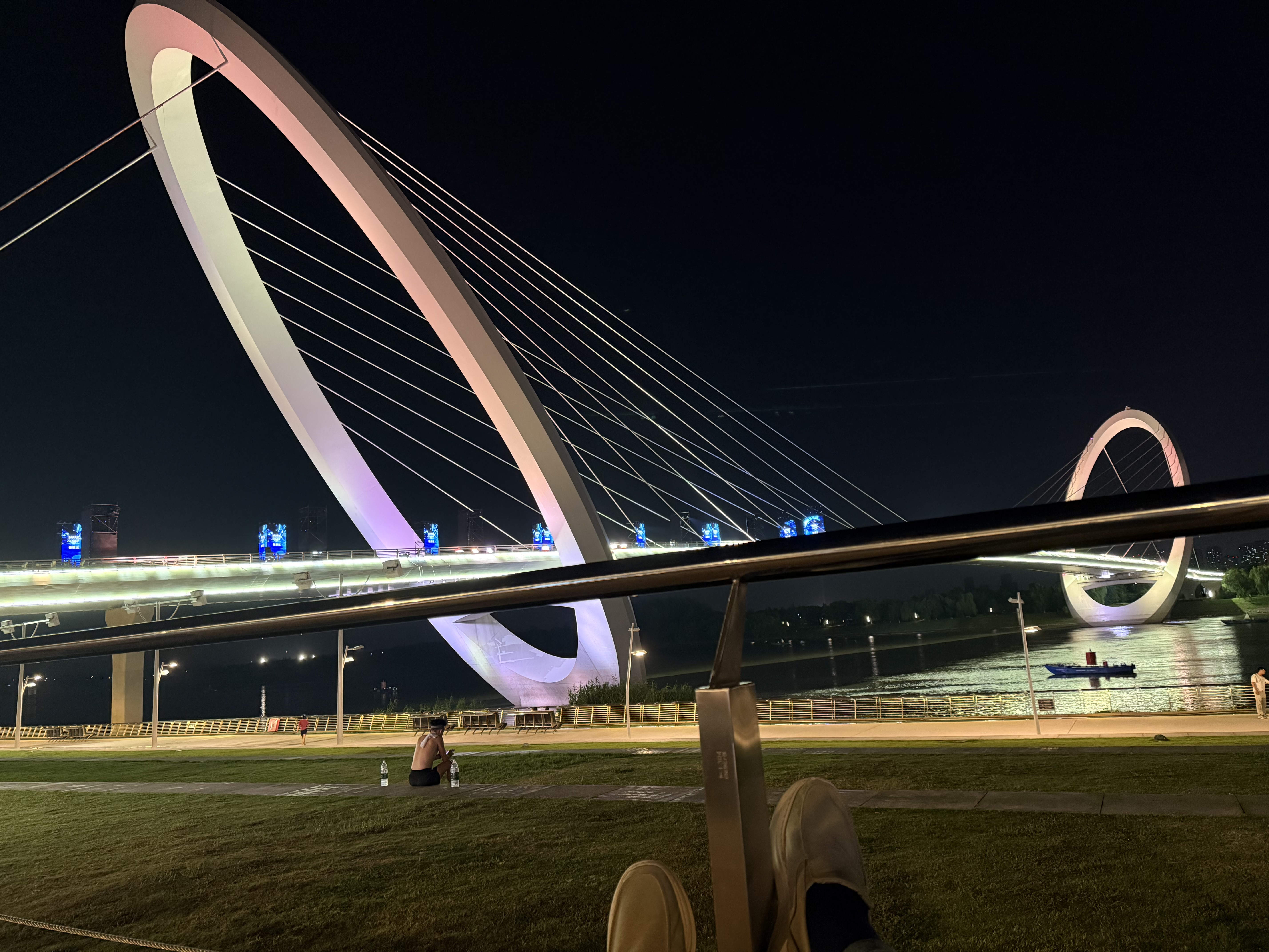 南京眼步行桥夜景，作者实拍